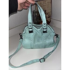 Black Rivet Teal Vegan Leather Purse W Black And Nickel Accent